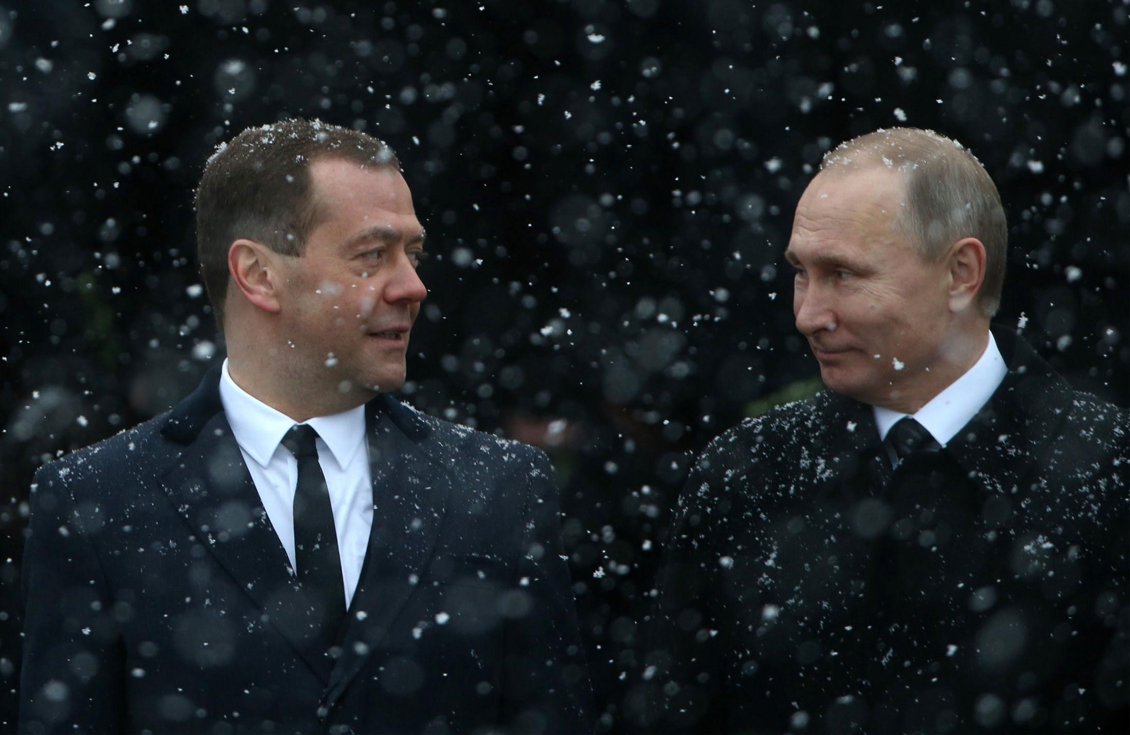 Medvedev (left) and Putin.
