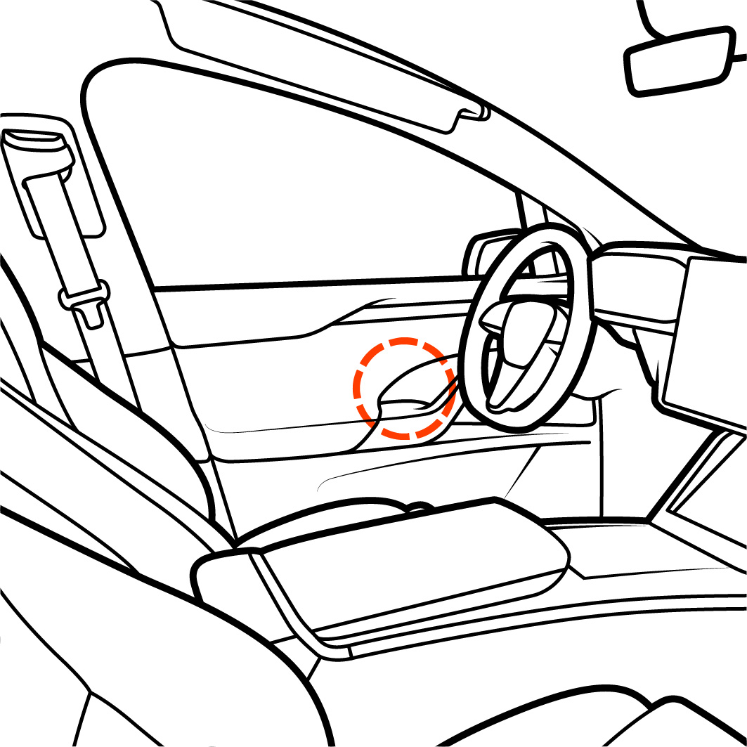 Interior view of the front driver side door