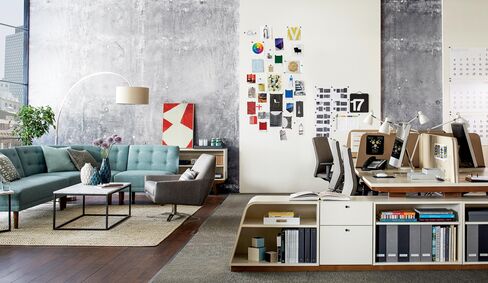 An office outfitted with the modern collection.