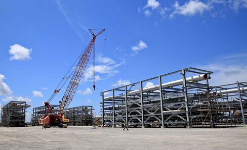Sasol Ltd. modules sit at the Port of Iberia in Louisiana.