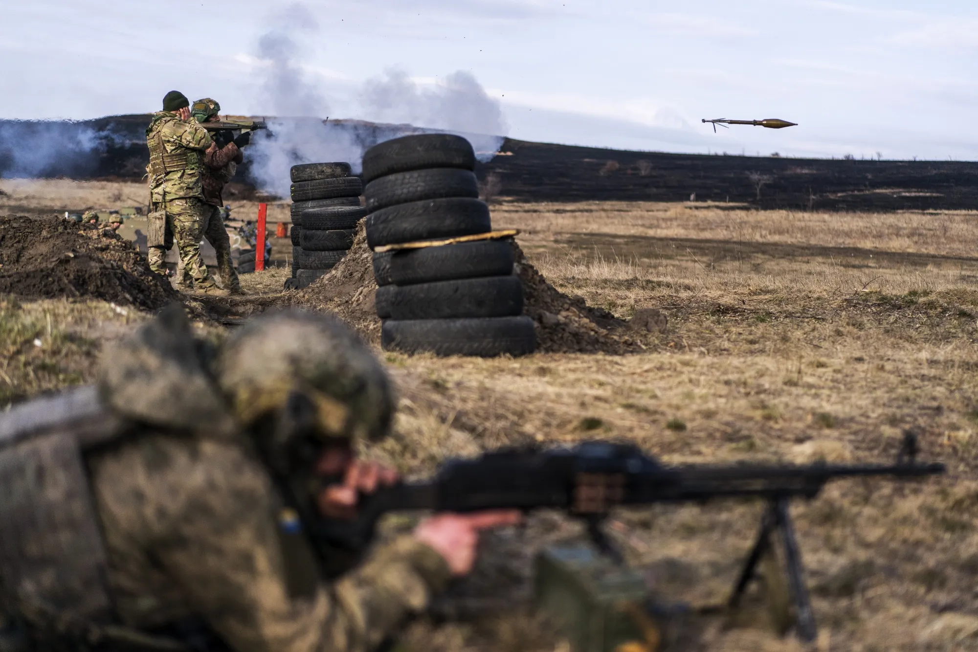 Ukrainian servicemen fire a&nbsp;RPG rocket launcher&nbsp;in Donetsk Oblast, Ukraine on March 6.