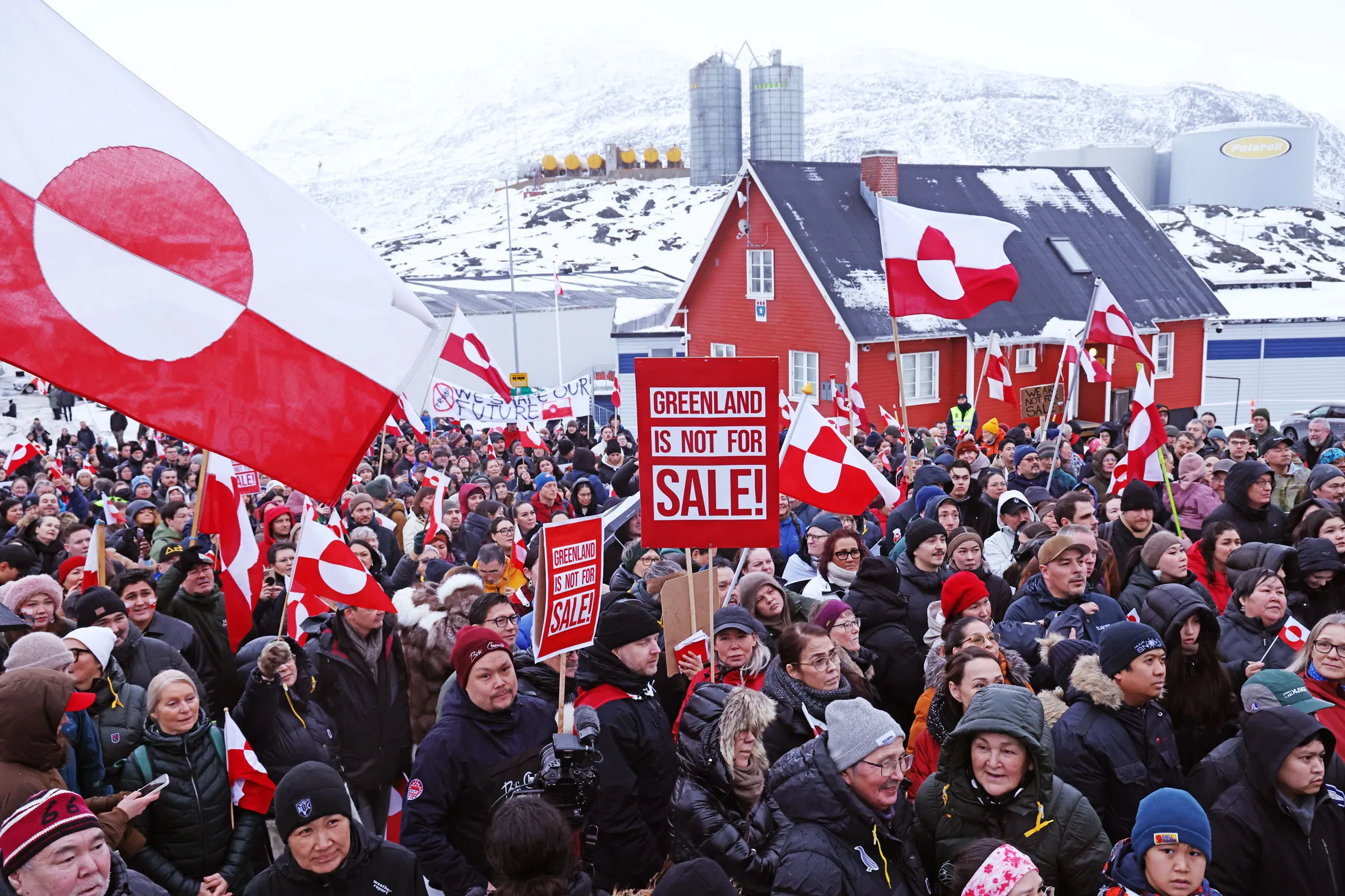 
Protesters demonstrate in Nuuk, Greenland, on Jan. 17.
