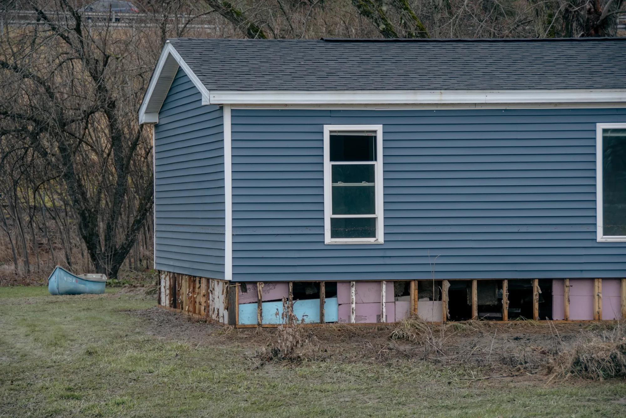 A home damaged by flooding in Waterbury, Vermont, in December 2023.