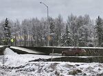 A car is trapped on a collapsed section of an&nbsp;offramp&nbsp;in Anchorage on&nbsp;Nov. 30, 2018.