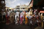 Santa Muerte, demons and narco saints figures for sale outside of the Sonora Market.