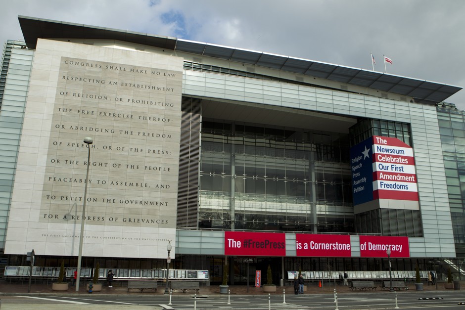 The Newseum sold its Pennsylvania Avenue address (but not that giant First Amendment) to Johns Hopkins University for $372 million.