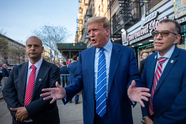 Former President Trump Visits A Local Business In Manhattan After Day 2 Of Jury Selection In His Hush Money Trial