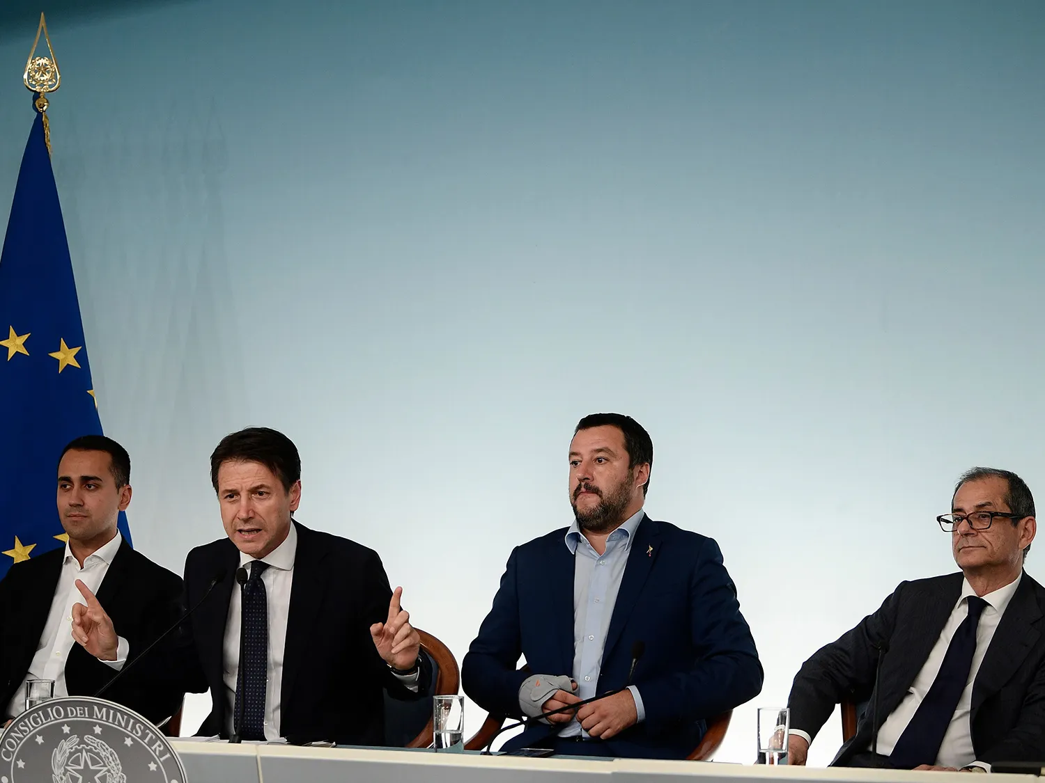 From left; Luigi Di Maio, Giuseppe Conte, Matteo Salvini and Giovanni Tria