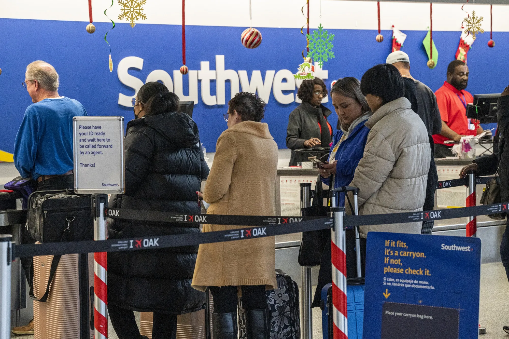 Check-in at the Southwest Airlines check-in counter&nbsp;in Oakland, California.&nbsp;