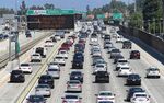 Traffic flows east on the Interstate 10 freeway&nbsp;in Los Angeles on September 18, 2019. -&nbsp;