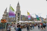 Shoppers on Marienplatz in Munich, Germany.