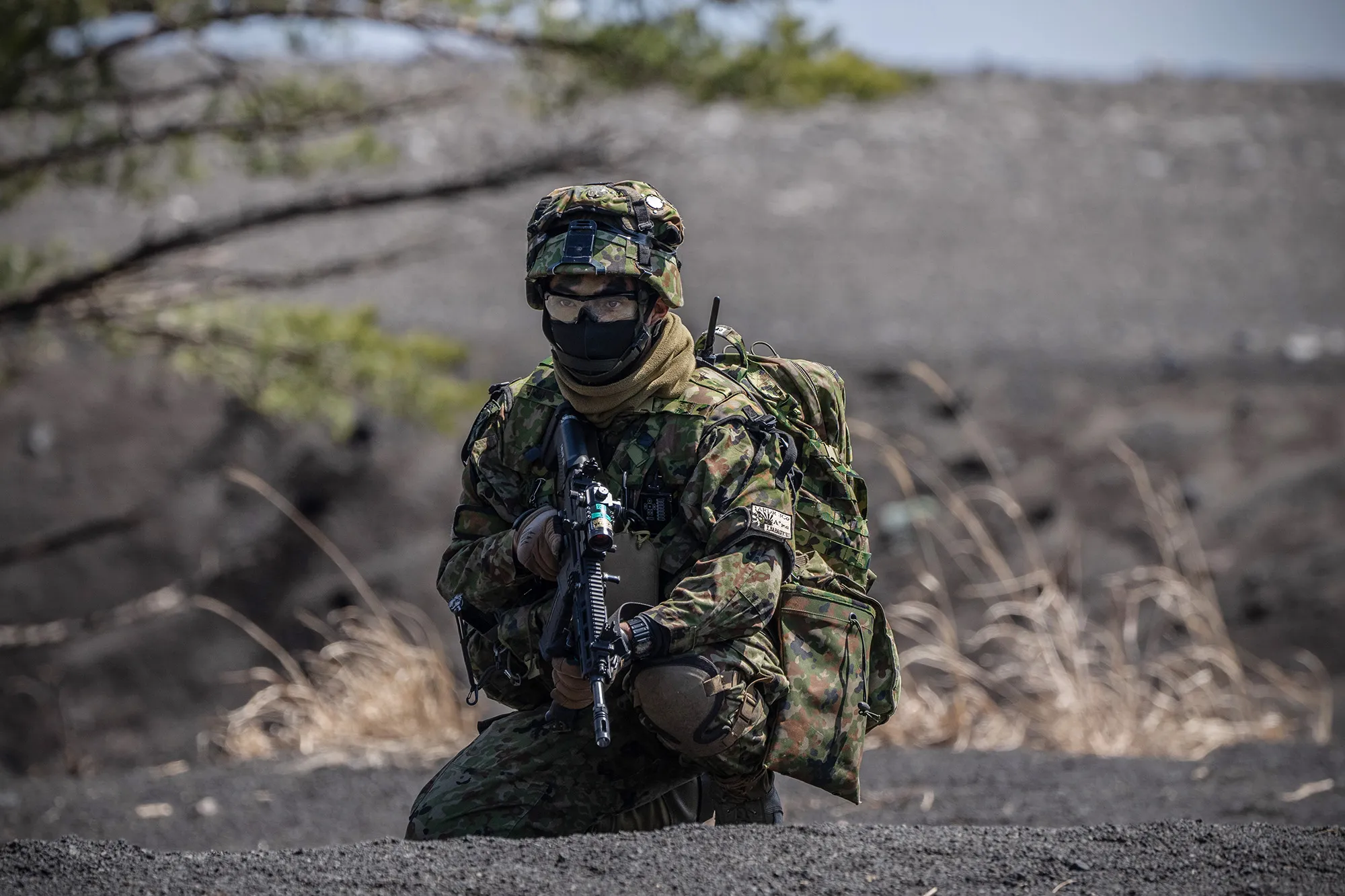 A Japan Ground Self-Defense Force soldier in Gotemba, Japan.&nbsp;