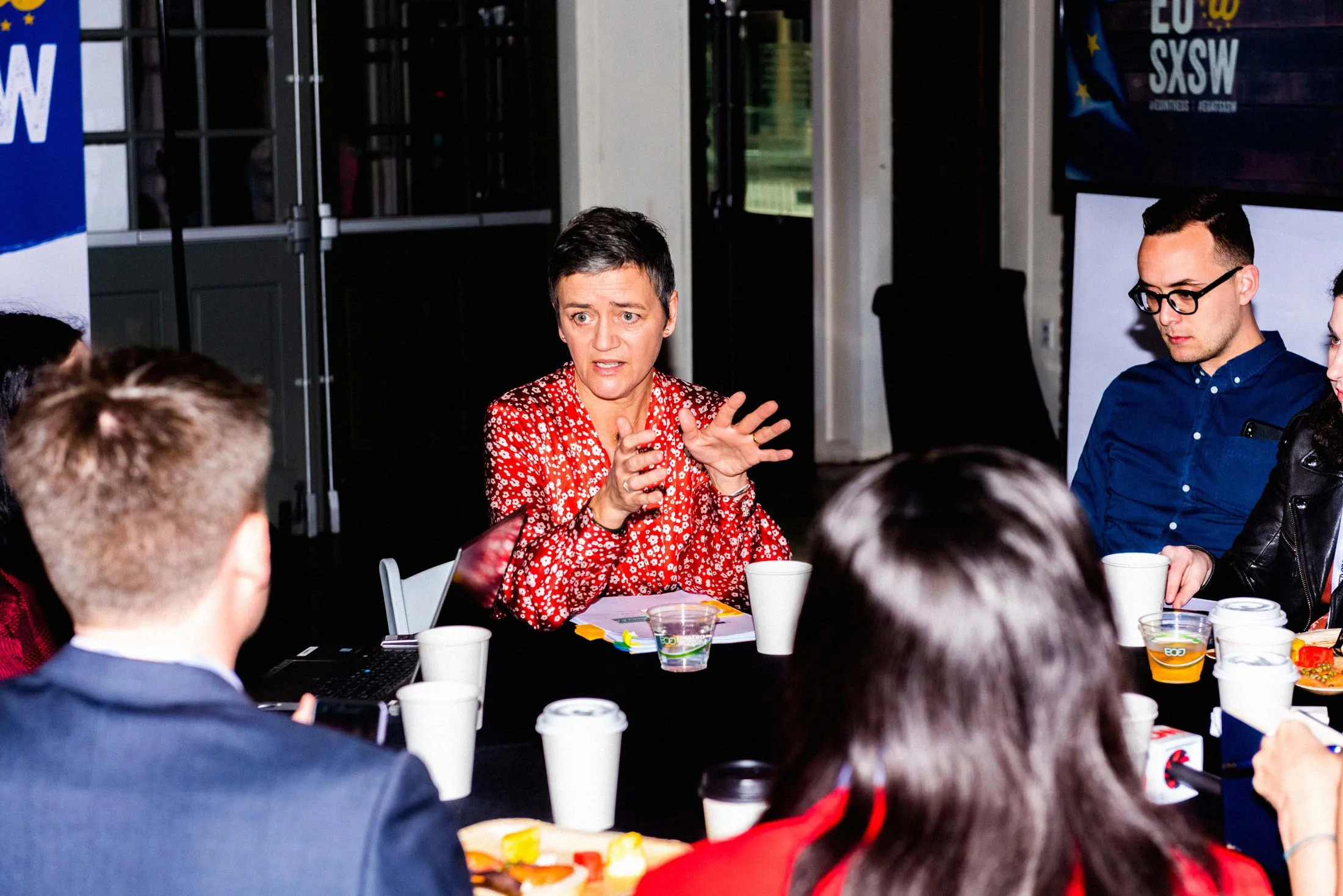 Vestager at a breakfast roundtable for the press&nbsp;at the EU House at SXSW in Austin on March 10, 2019.