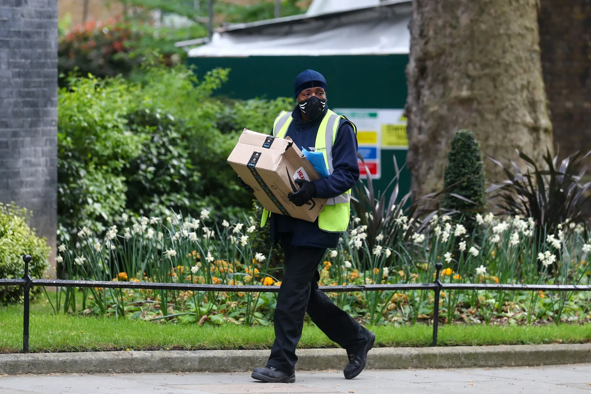 An&nbsp;Amazon.com delivery&nbsp;in London’s&nbsp;Downing Street.