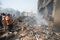 Wreckage and debris following the crash in Ahmedabad.