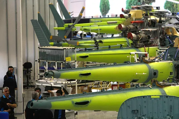 The Eurocopter AS350 helicopter plant in Itajuba, Brazil, one of the fastest-growing major economies