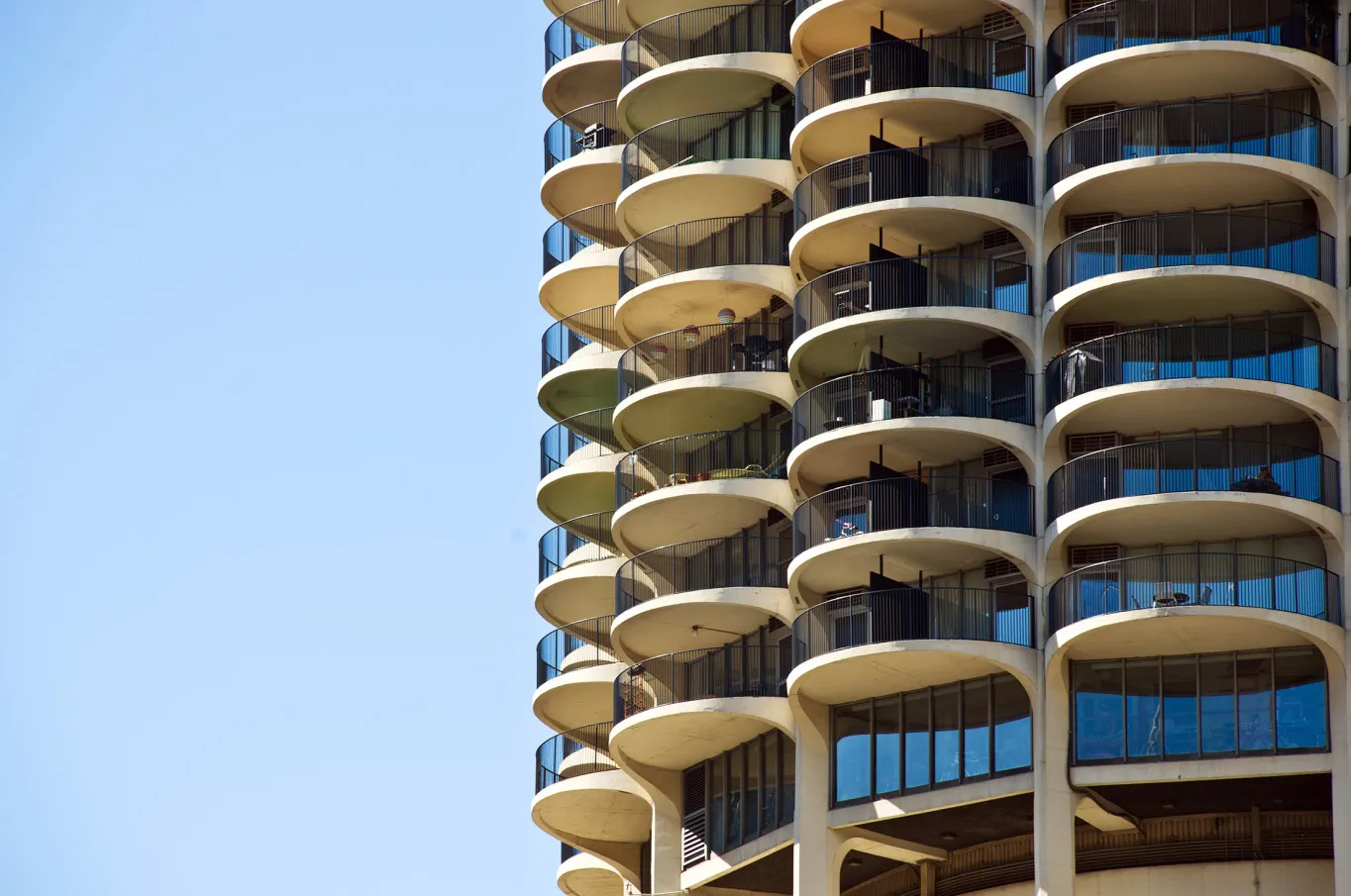 The Marina City Towers in Chicago.
