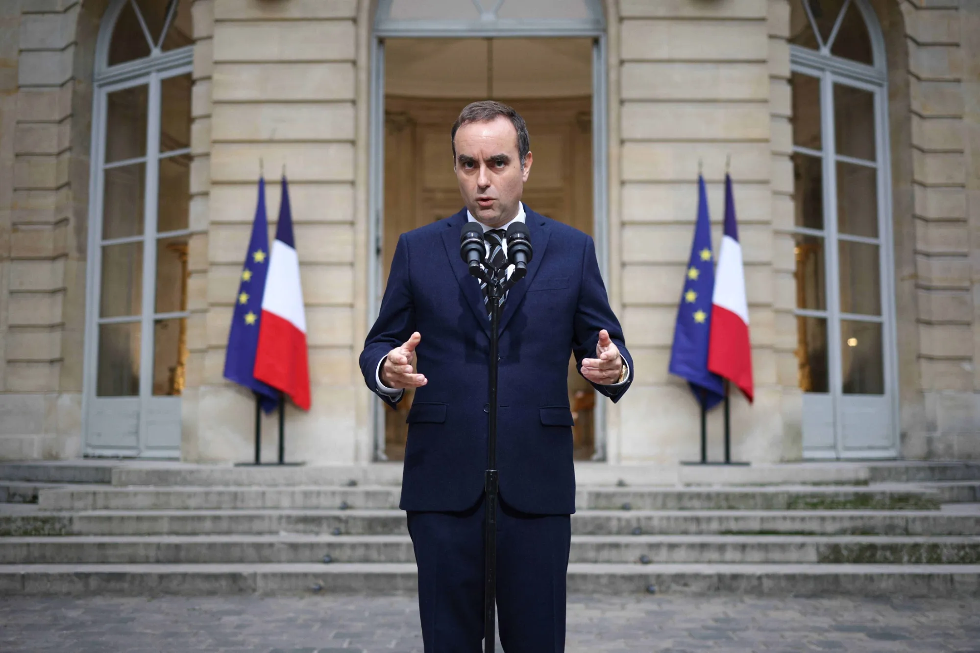Sebastien Lecornu outside Hotel de Matignon in Paris, on Oct. 3.