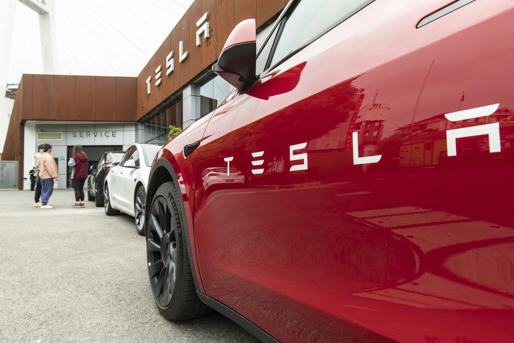 A Tesla Inc. electric vehicle for test drives.