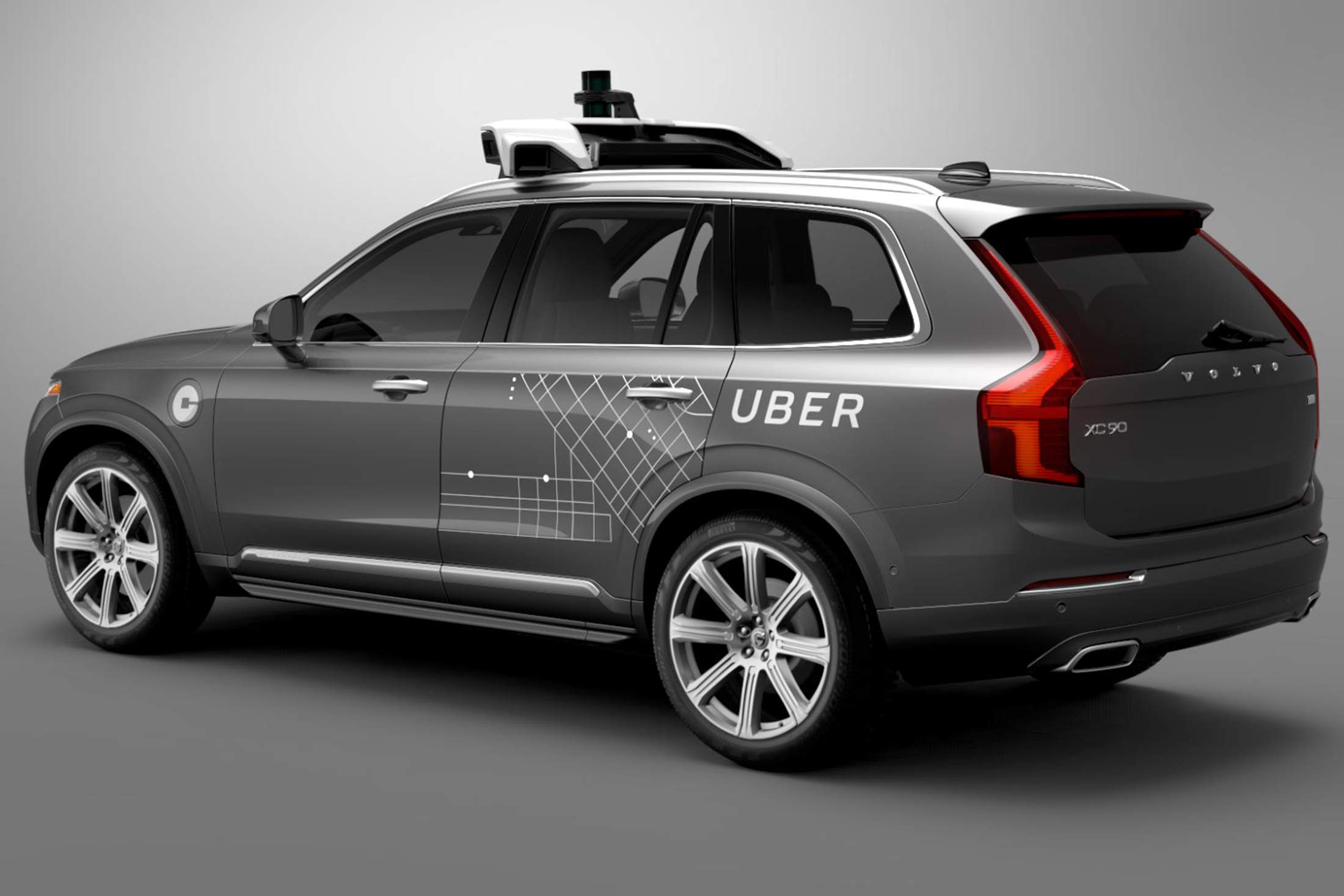 Uber’s modified Volvo XC90 sport-utility vehicle.
