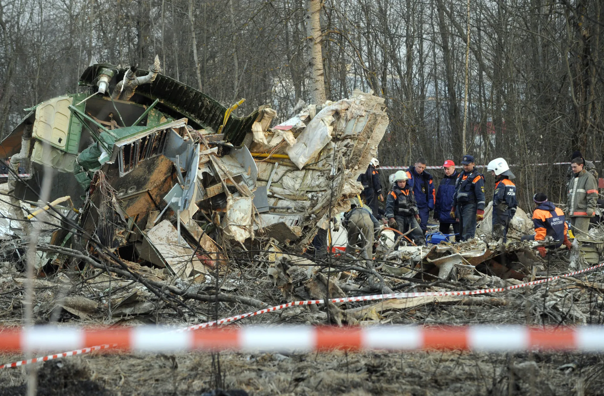 Air wreckage near Smolensk airport.
