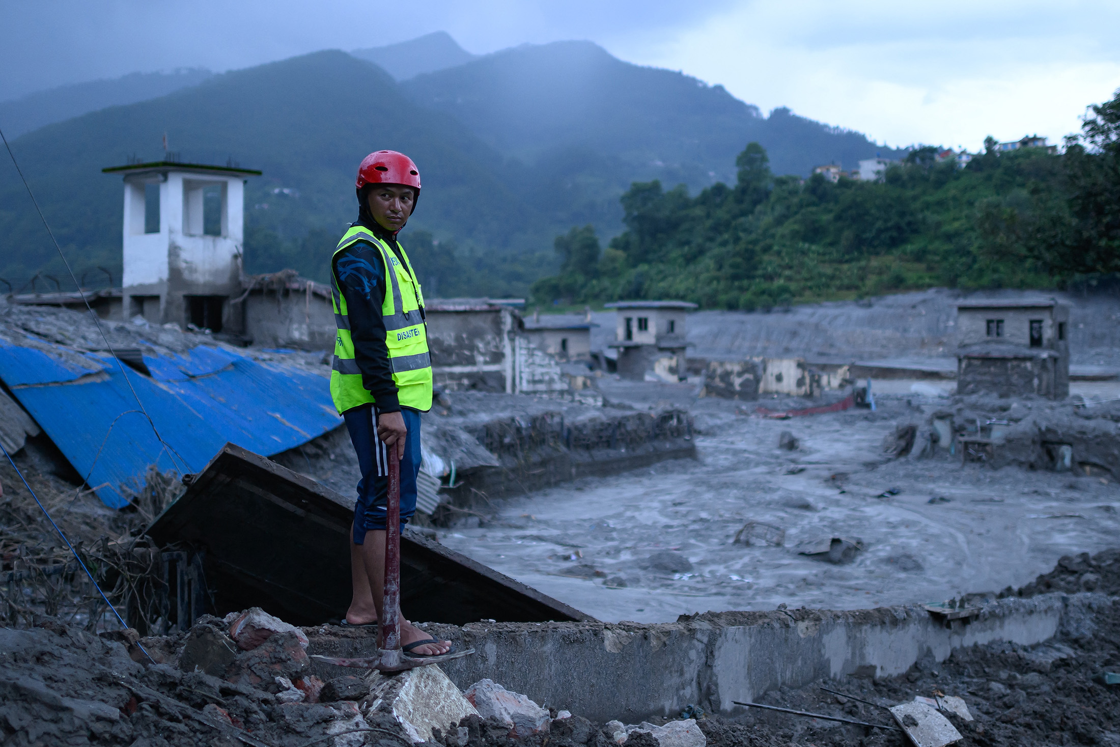 Damaged buildings in Nepal's Nuwakot district.