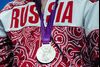 A Russian athlete receives a silver medal at the 2012 London Olympic Games.