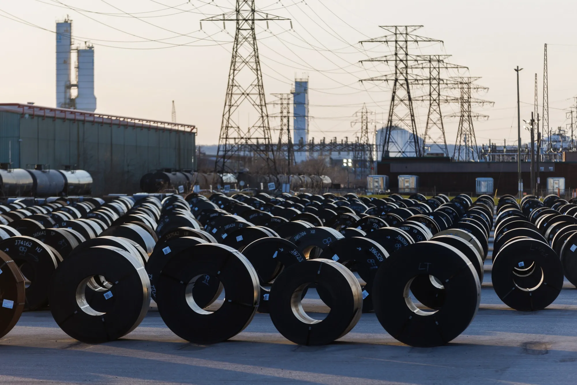 Spools of steel at an ArcelorMittal Dofasco facility in Hamilton, Canada. US tariffs on&nbsp;steel&nbsp;and&nbsp;aluminum&nbsp;imports came into force today.