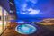 Outdoor jacuzzi at night, Hotel Arakur Ushuaia Resort and Spa, Ushuaia, Tierra del Fuego, Patagonia, Argentina