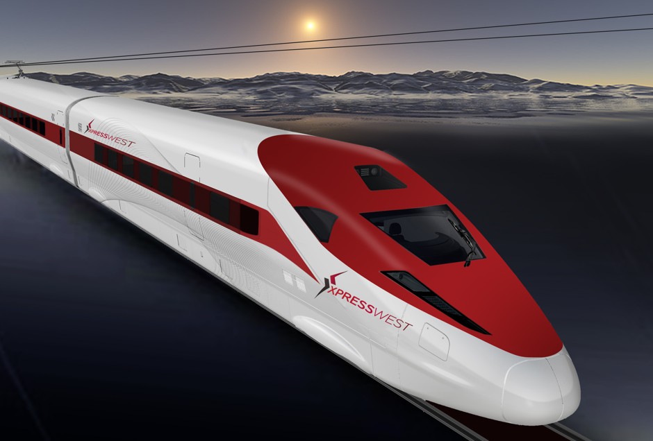 A rendering of a Las Vegas to Los Angeles XpressWest train.