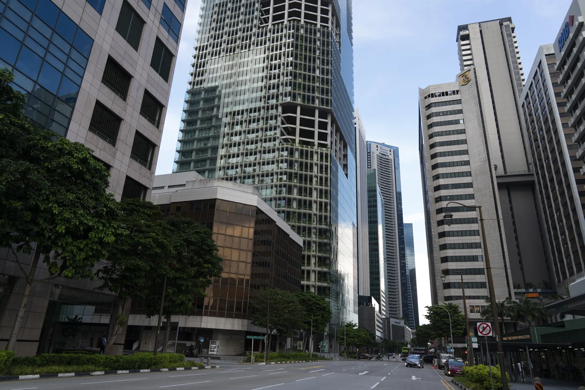 A near empty road in the business district in Singapore, on Monday, June 14.