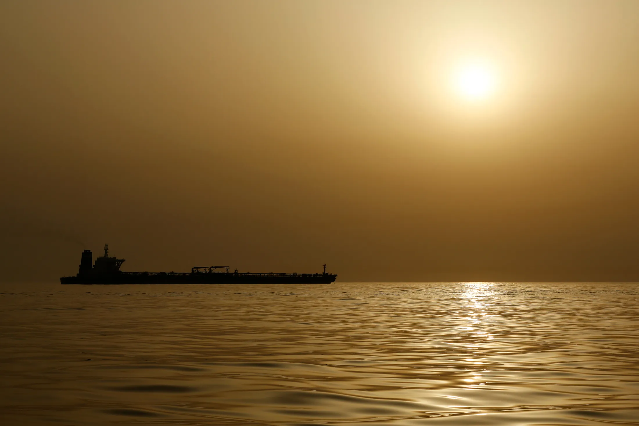 An oil tanker at sea.