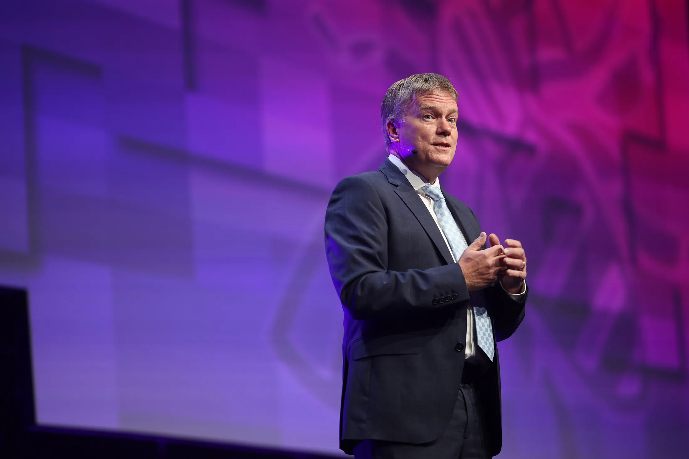 Richard Horne speaks on stage during the CYBERUK Conference in Manchester, UK, on May 7.