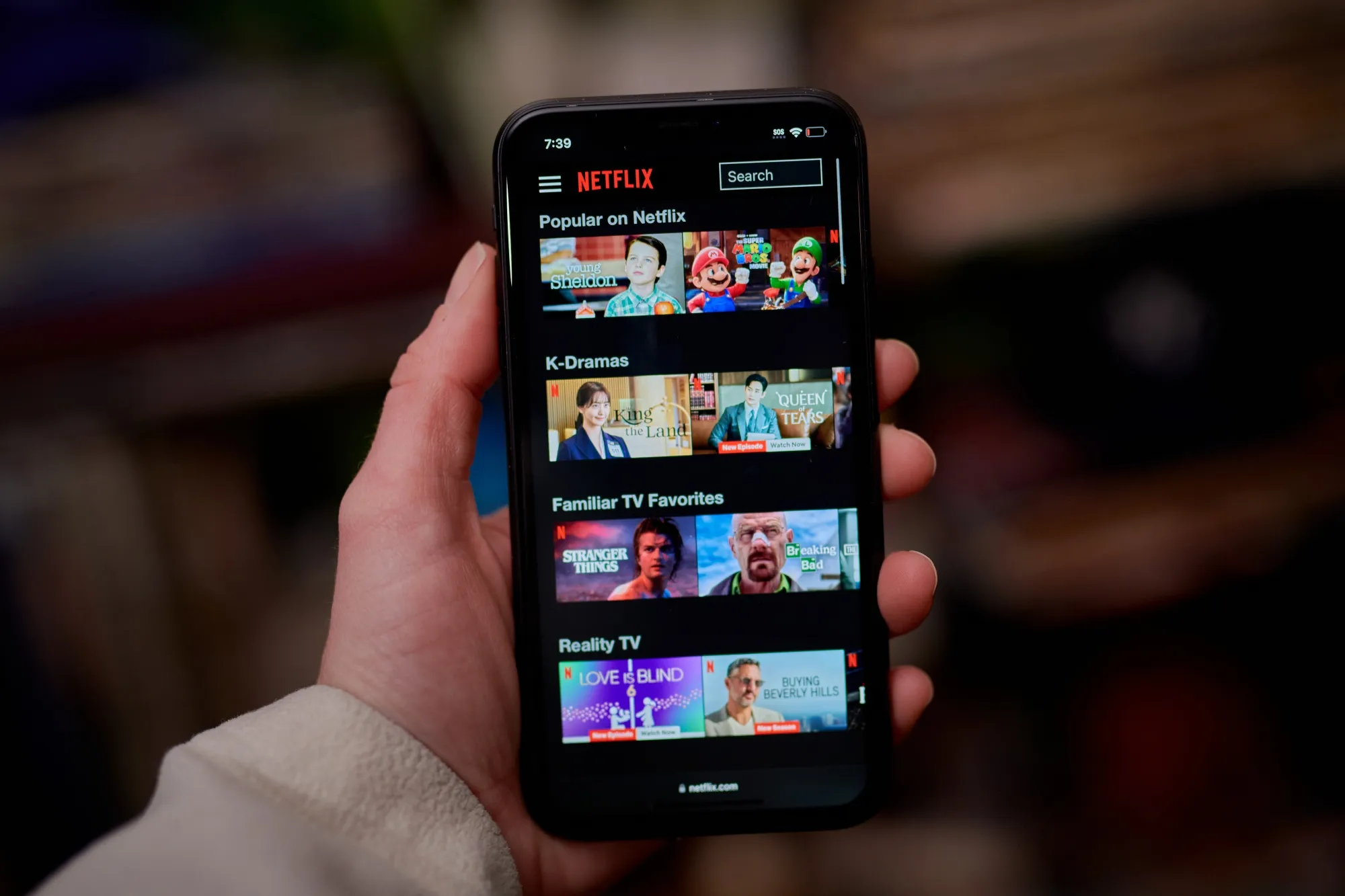 The Netflix app on a smartphone arranged in the Queens borough of New York, US, on Tuesday, March 26, 2024. Netflix Inc. is scheduled to release earnings figures on April 18.