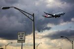 An American Airlines Boeing 737 Max 8 approaches to land at Miami International Airport.
