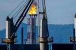 A flare stack at the LNG Canada facility in Kitimat, British Columbia.