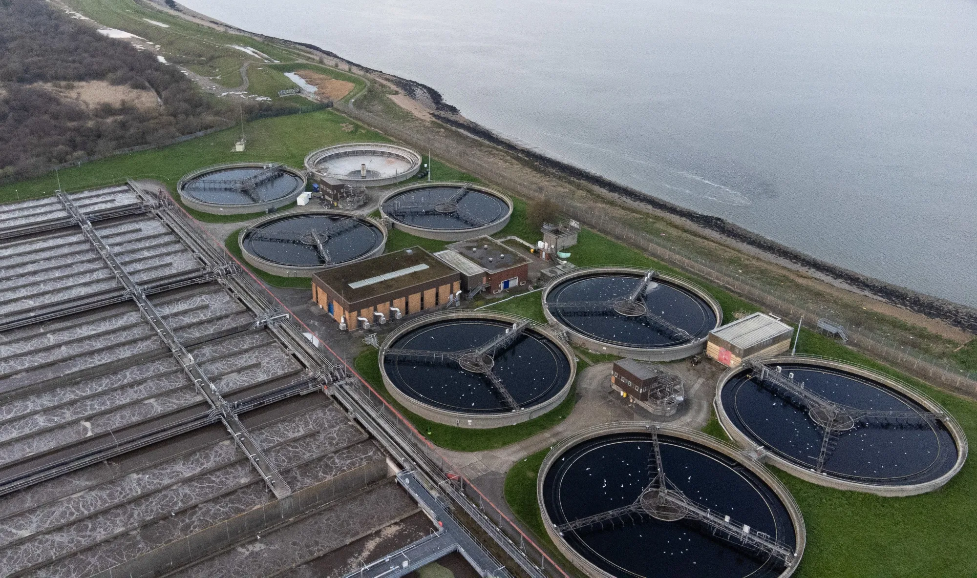 A sewage treatment works on the banks of the River Thames&nbsp;in London.