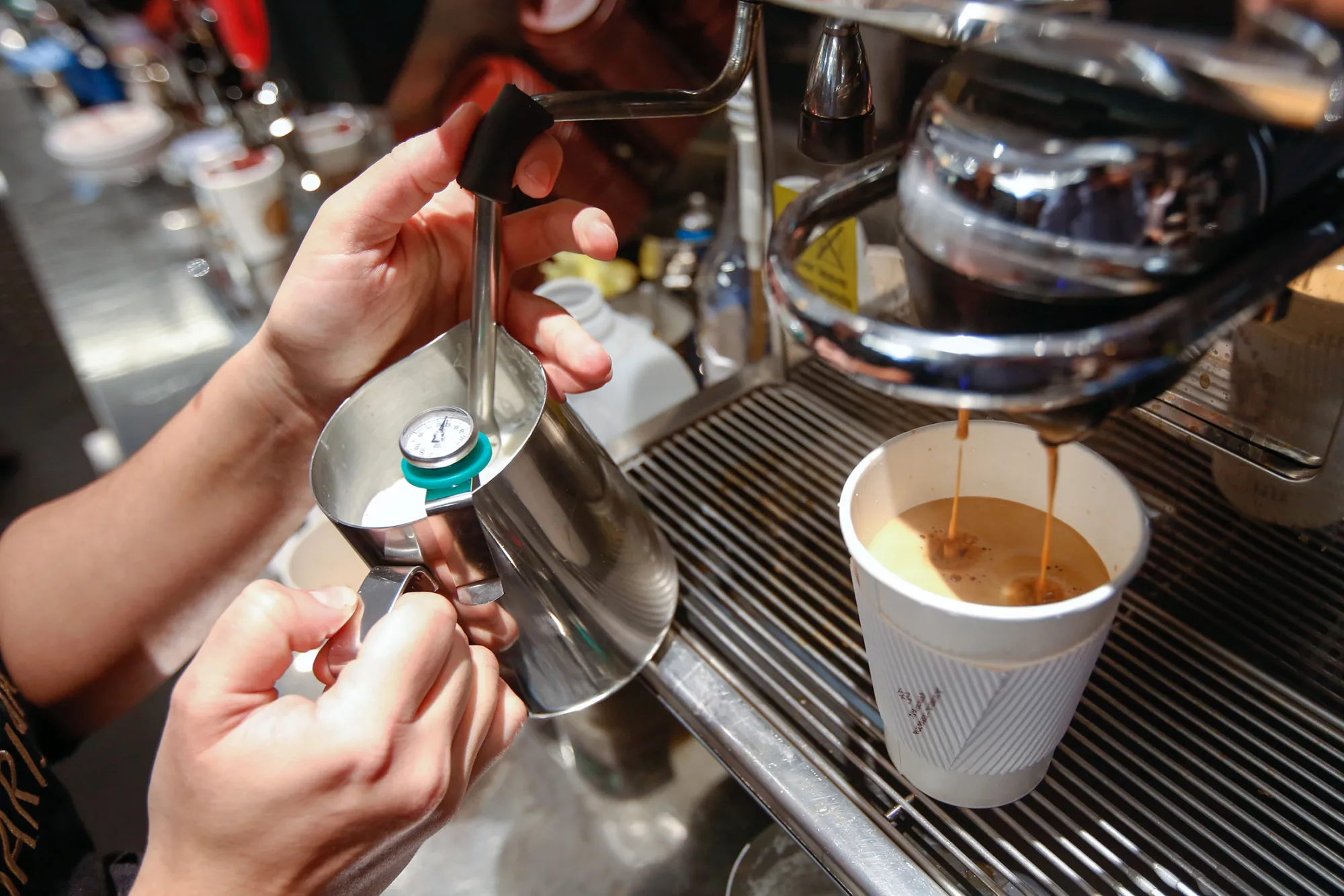 A barista prepares a coffee inside a branch of food retailer Pret a Manger Ltd. in London, U.K., on Monday, March 27, 2017. Food chain Pret a Manger said it's concerned about Brexit because just one in 50 applicants seeking jobs is British.

