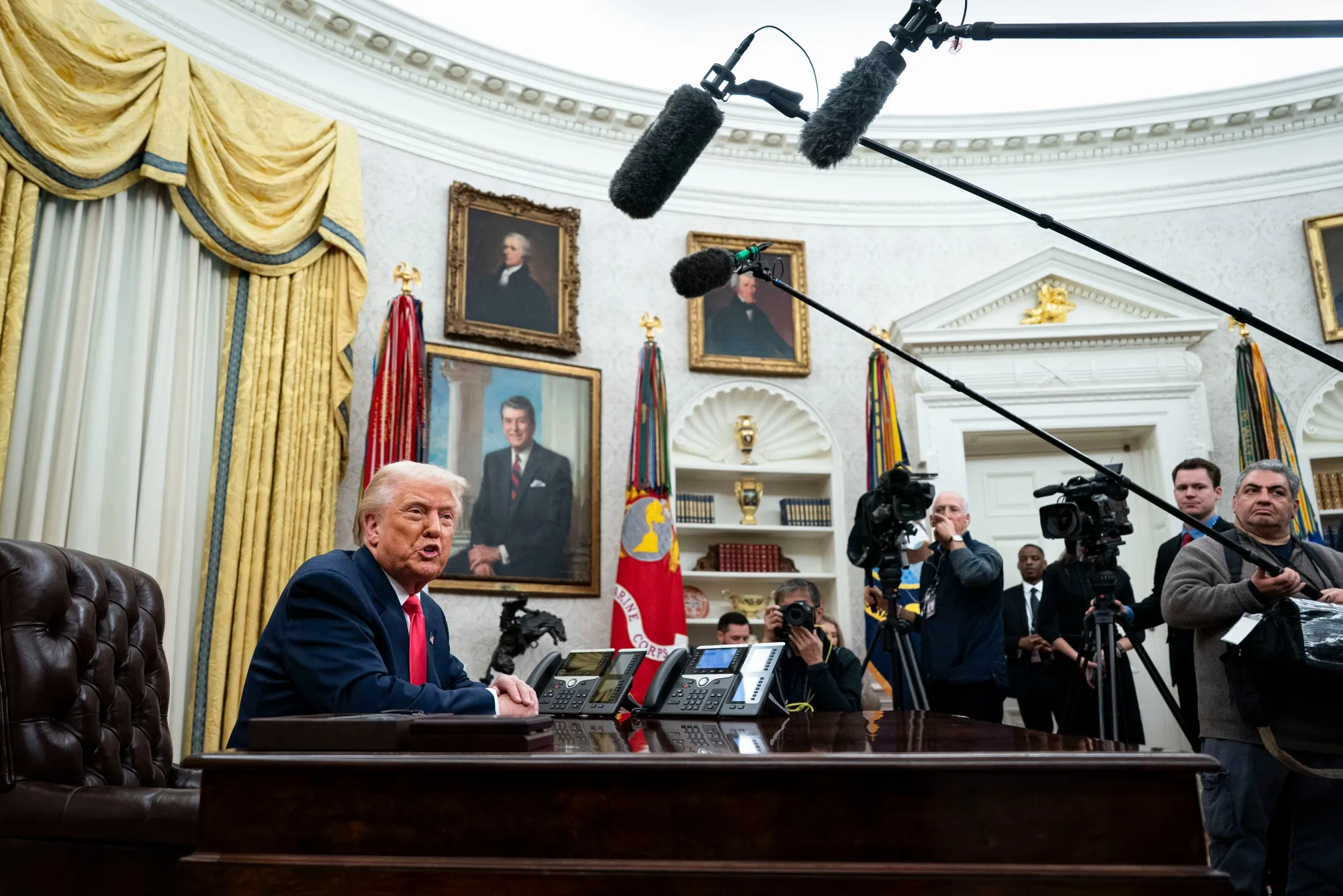 Donald Trump speaks during an executive order signing ceremony in the Oval Office of the White House in Washington, DC, on March 6.