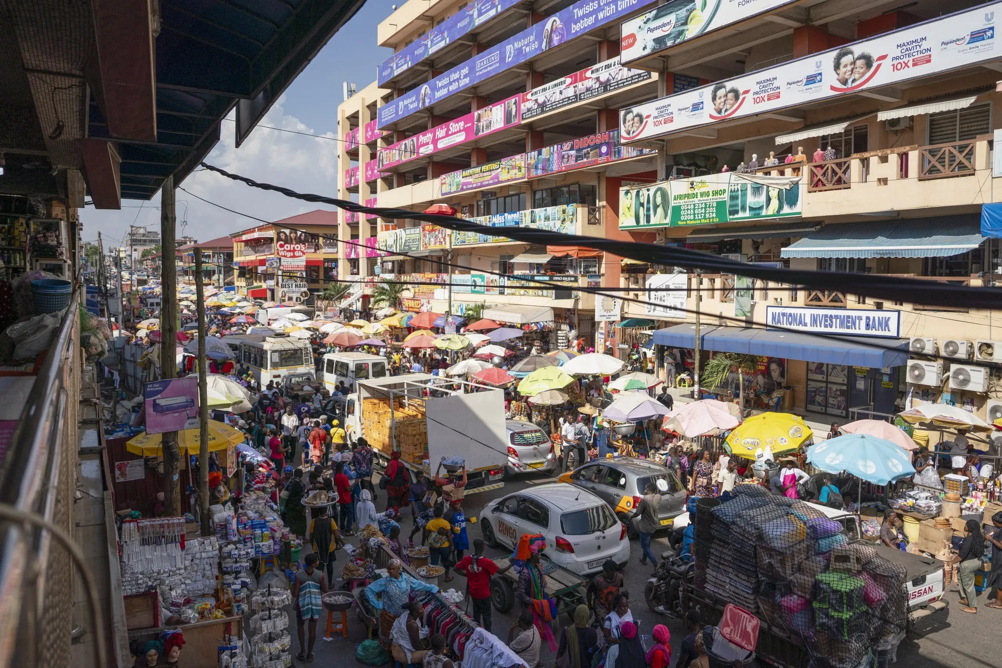 Shoppers at the Makola market in Accra, Ghana in December.