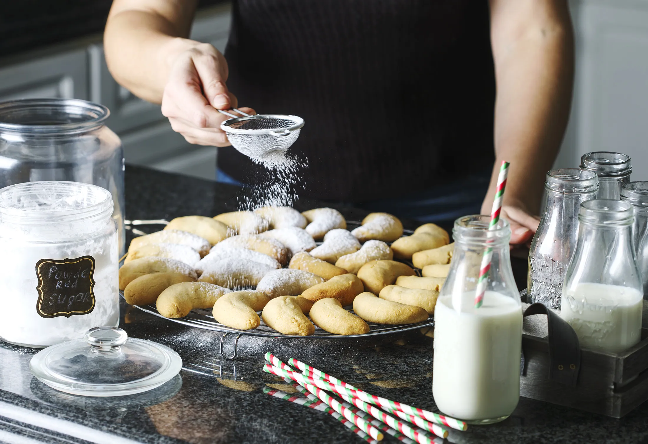 Making a Traditional Christmas cookies "Vanilla crescents"
