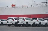 Vehicles At Yokohama Port Ahead of Car Companies Earnings