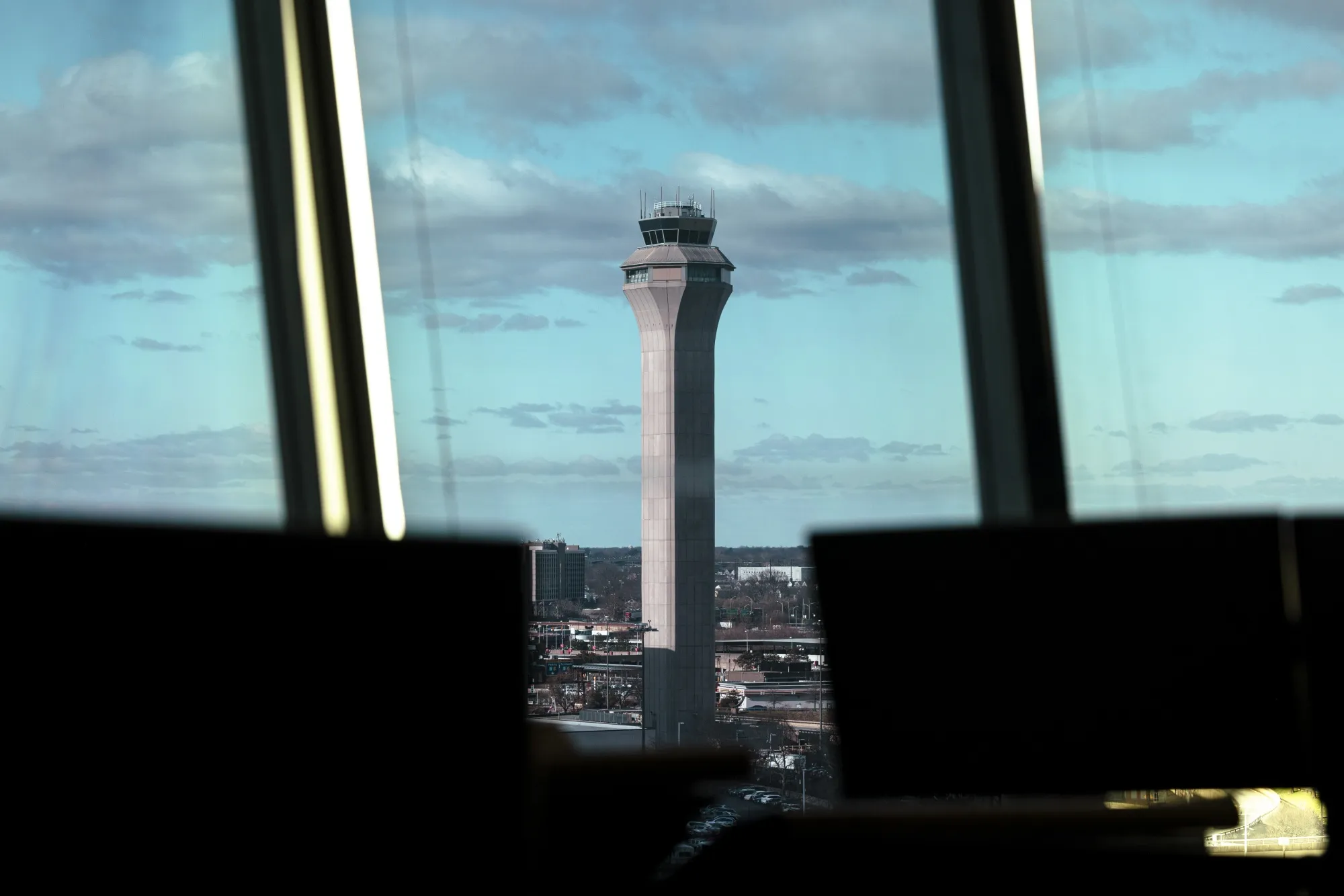 The FAA Air Traffic Control tower at Newark Liberty International Airport (EWR) in Newark, New Jersey, in 2024.