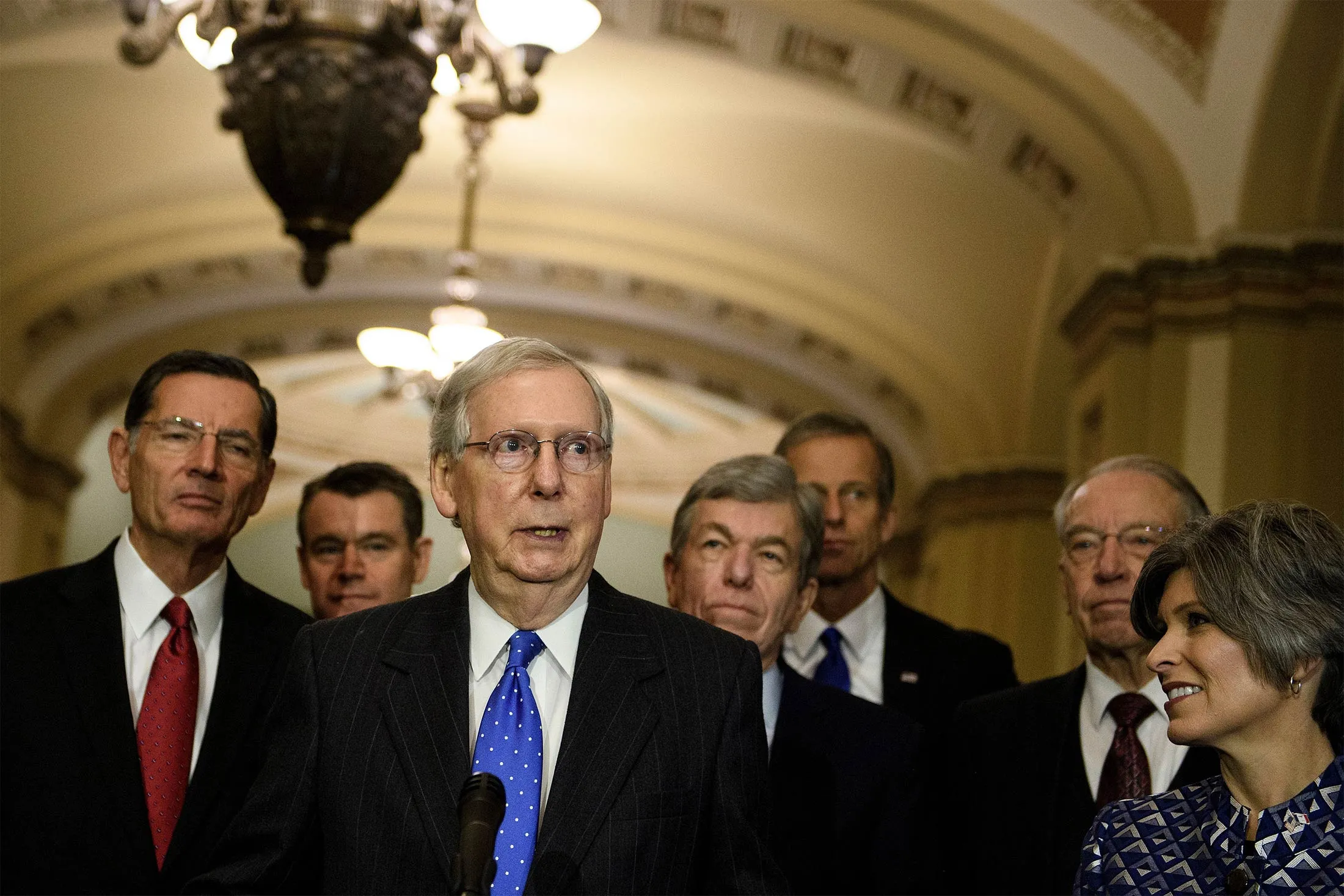 Mitch McConnell speaks to reporters on Capitol Hill, on Nov. 14.&nbsp;