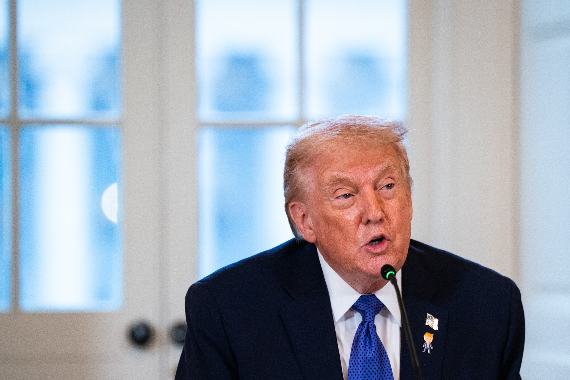 US President Donald Trump during a meeting with oil executives in the East Room of the White House in Washington, DC, US, on Friday, Jan. 9, 2026. Major US oil executives expressed caution about President Donald Trump's push for them to spend at least $100 billion to rebuild Venezuela, with the head of Exxon Mobil Corp. calling the nation currently "uninvestable."