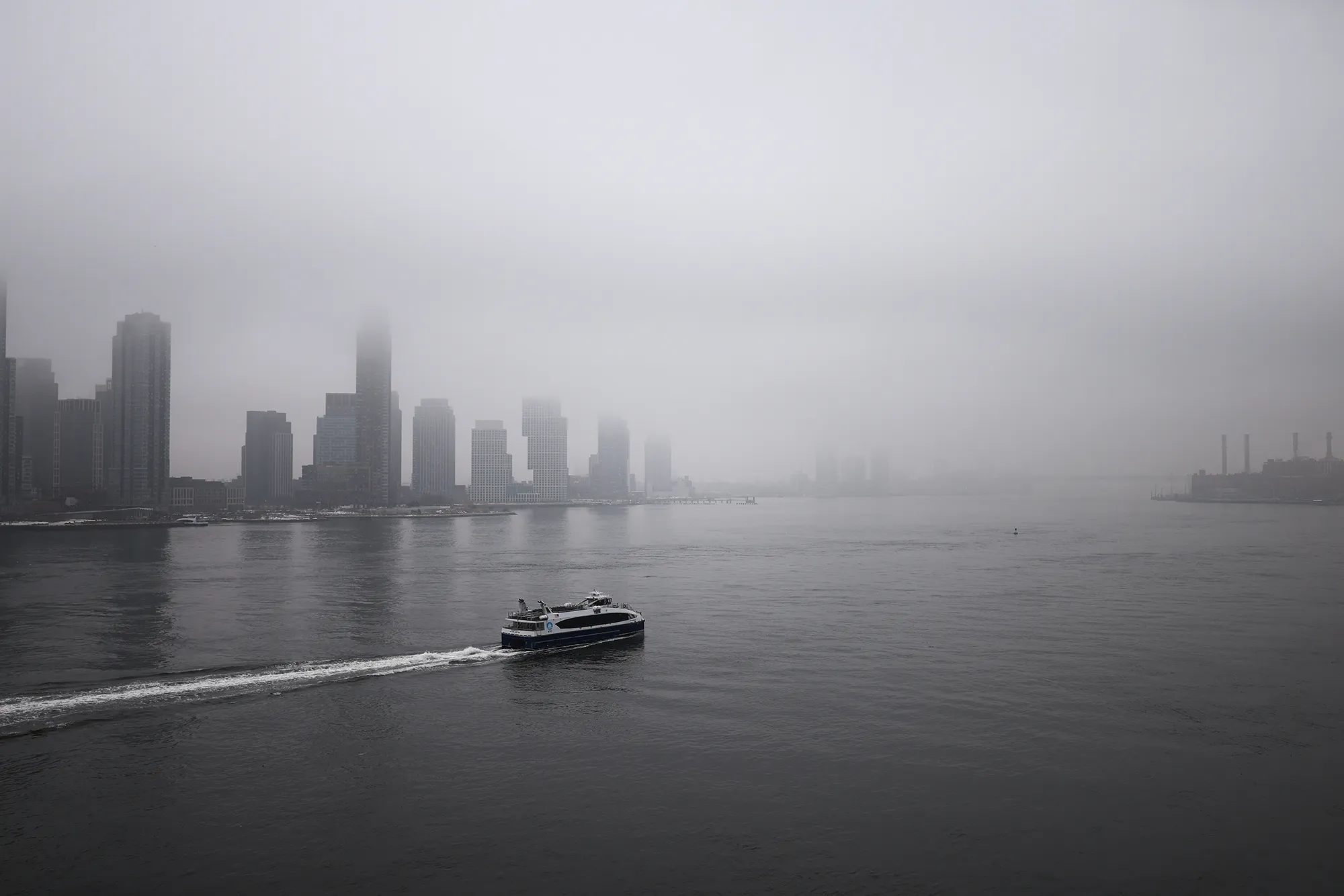 A ferry boat travels along the East River&nbsp;in New York City on Feb. 18.&nbsp;