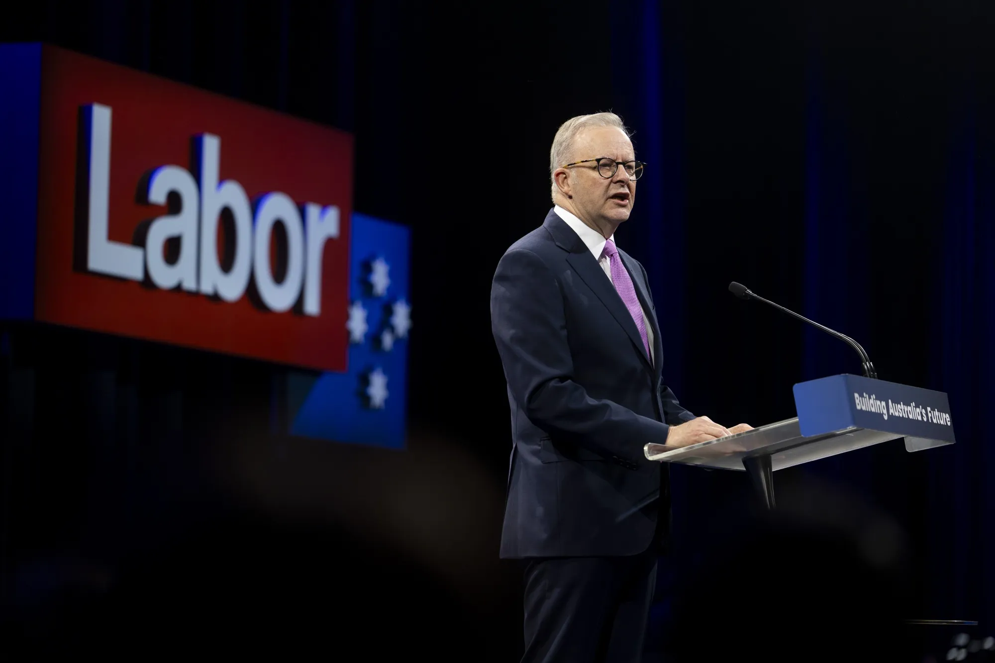 Anthony Albanese speaks during the Labor Party federal election campaign launch in Perth, Australia, on&nbsp;April 13.