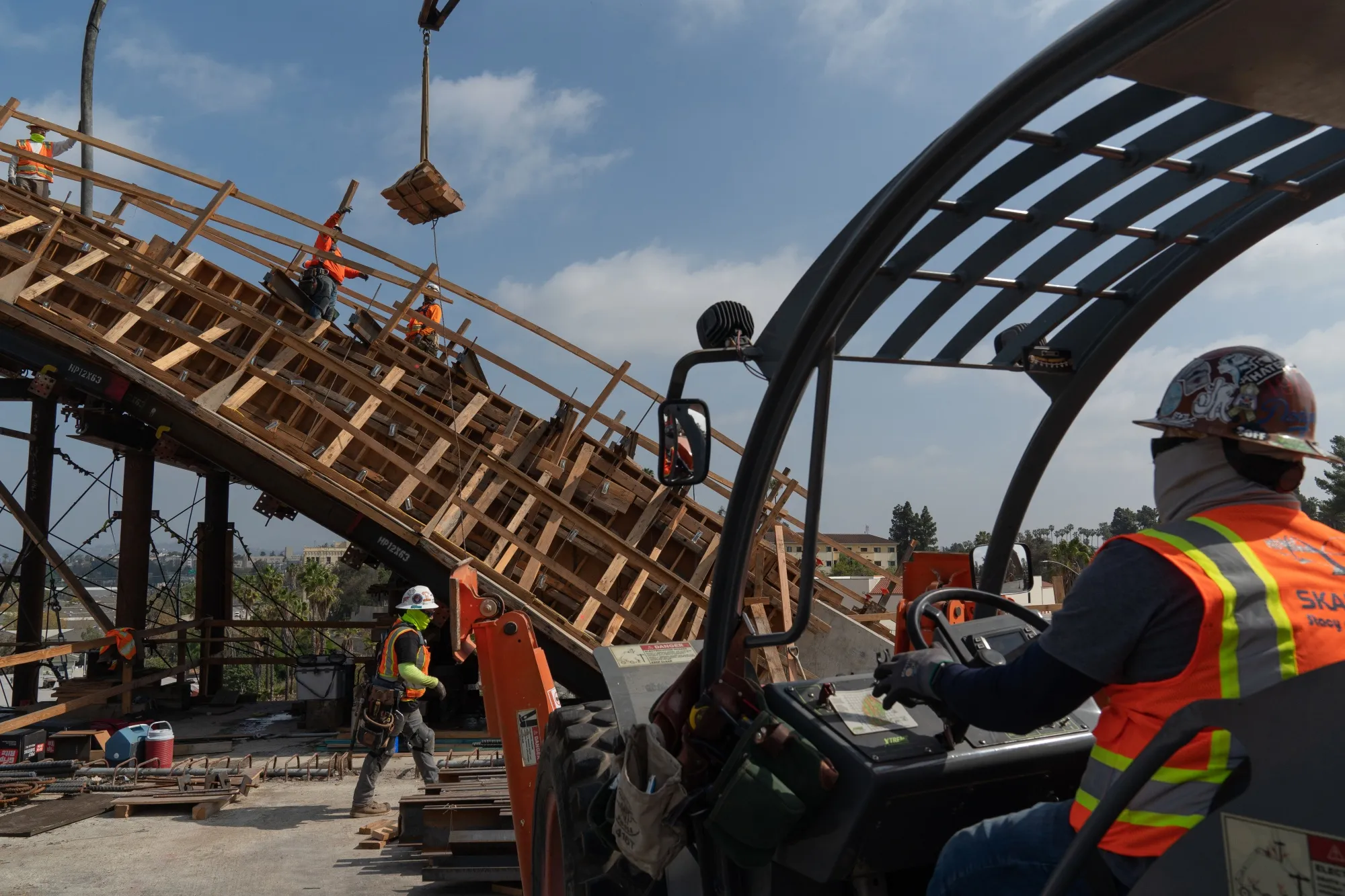Construction on the Sixth Street Viaduct replacement project in Los Angeles.