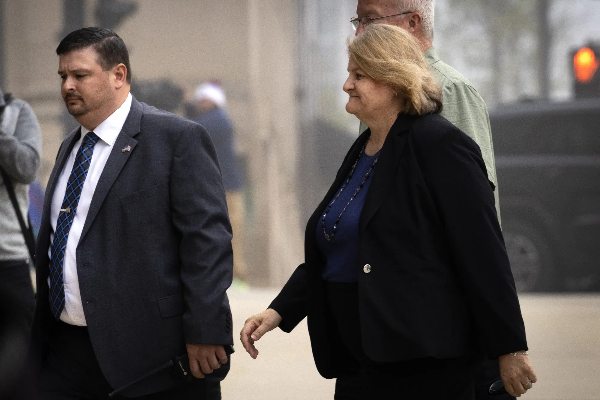 Milwaukee County Circuit Judge Hannah Dugan walks into the Milwaukee Federal Courthouse on May 15.