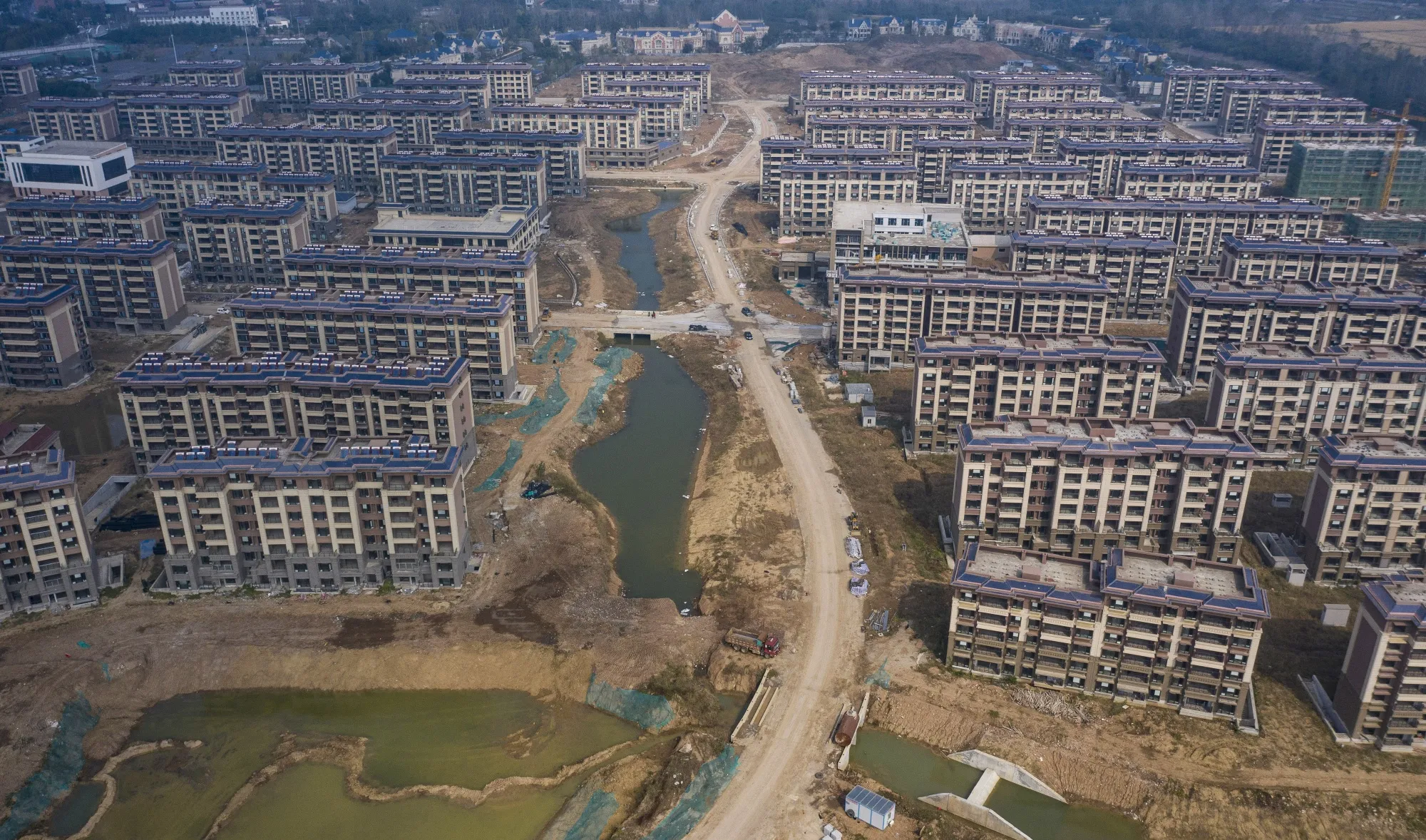 Unfinished buildings at a China Evergrande Group development on the outskirts of Nanjing, China, in 2021.